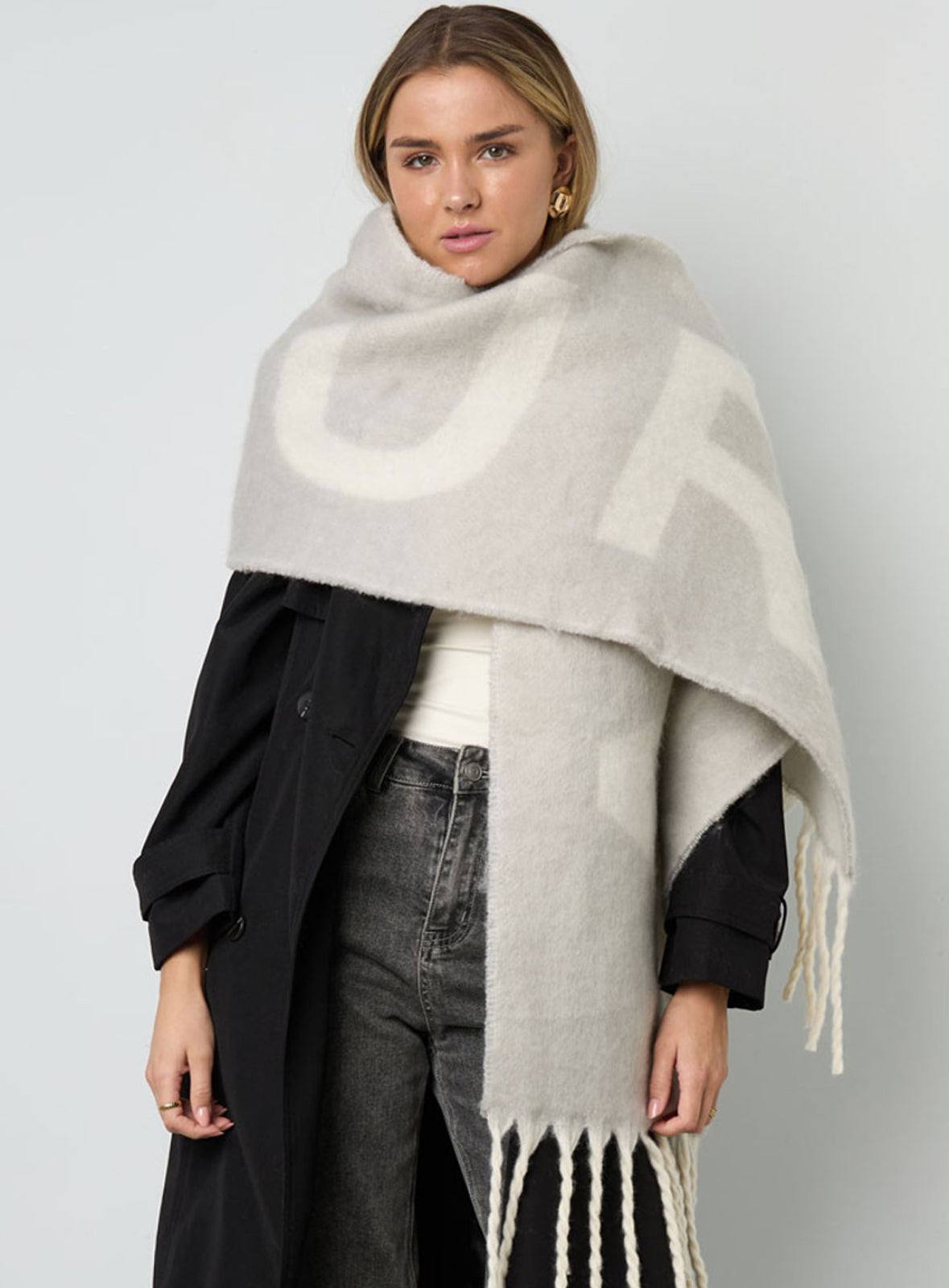 Amour warme sjaal beige